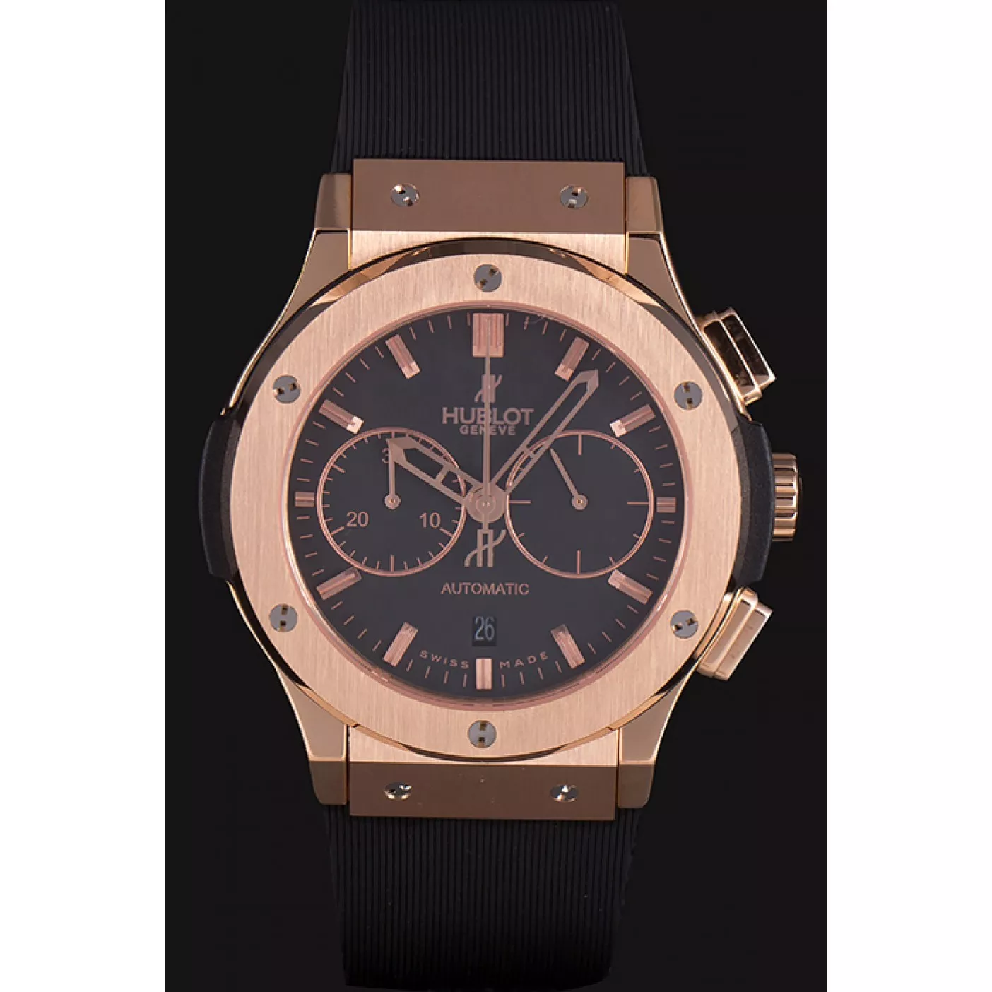 Good copy rolex watches Swiss Hublot Classic Fusion Black Dial Rose Gold shb08 621401 0117