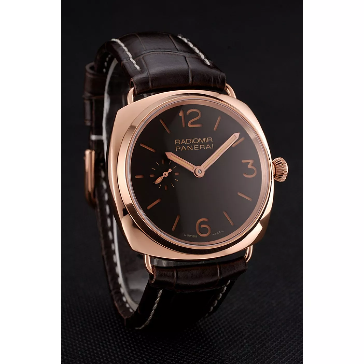 Rolex copies cheap Swiss Panerai Radiomir Oro Rosso Brown Dial Rose Gold Case Brown Leather Strap 0122