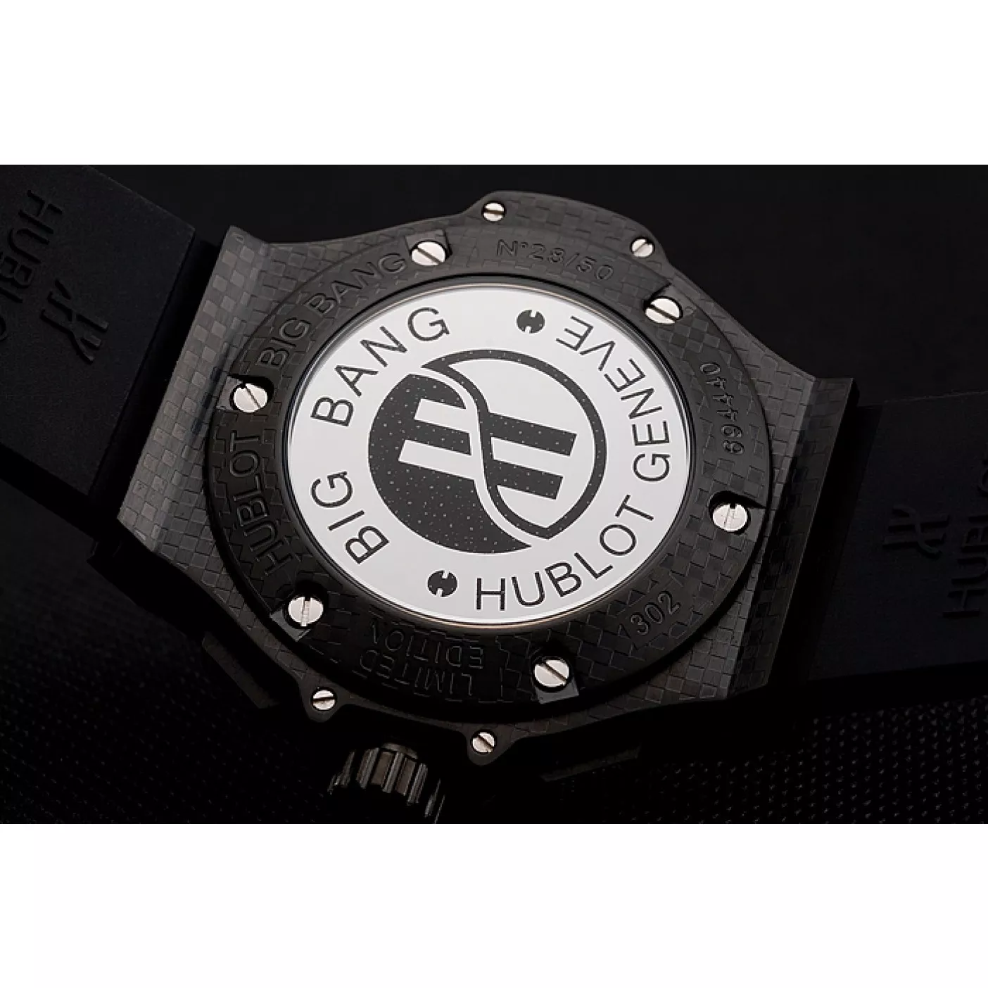 AAA replica watch Hublot Big Bang Carbon Dial With Red Markings Carbon Case And Bezel Black Rubber Strap 622775 0123