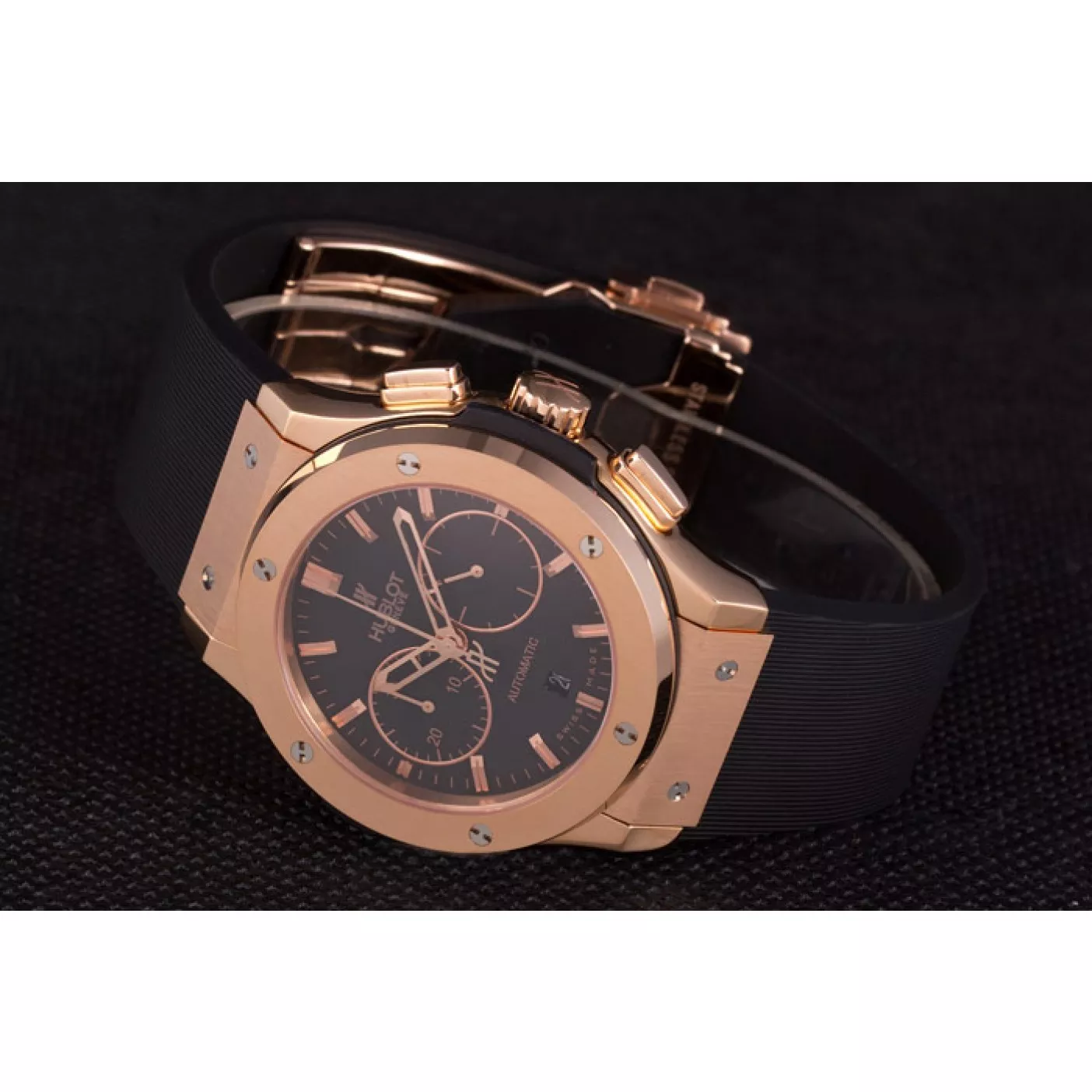 Good copy rolex watches Swiss Hublot Classic Fusion Black Dial Rose Gold shb08 621401 0117