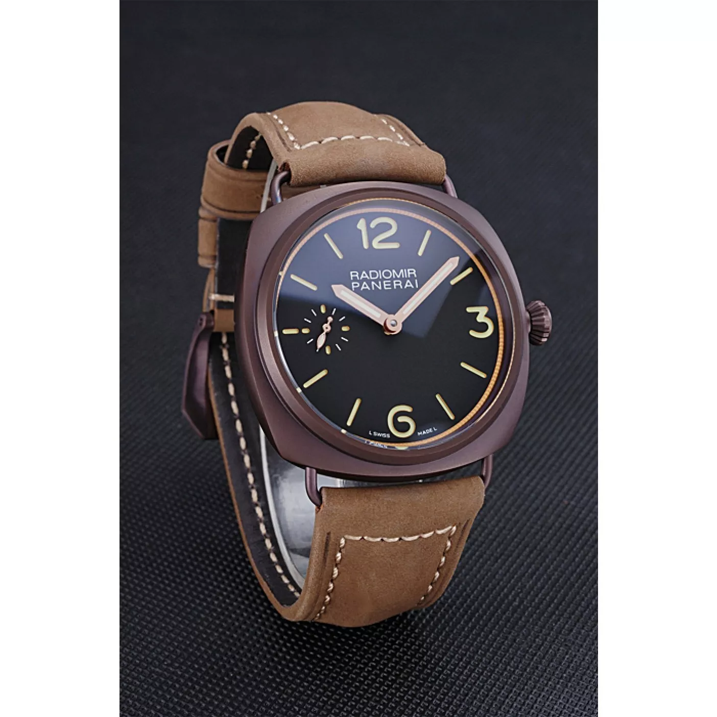 Good copy rolex watches Panerai Radiomir Brown Stainless Steel Bezel Brown Leather Bracelet 622324 0121