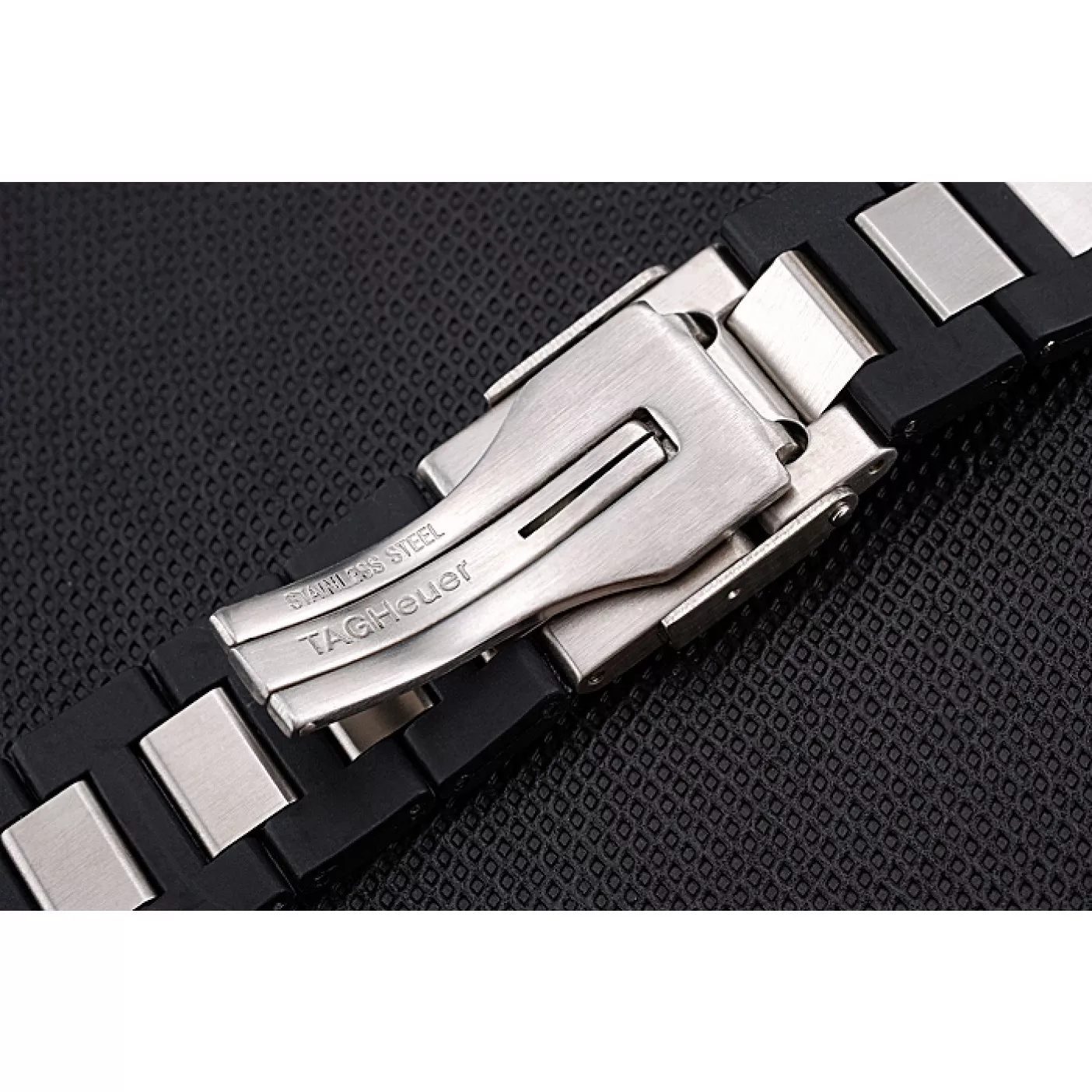 Rolex copies cheap Tag Heuer Plated Stainless Steel and Black Rubber Bracelet 622501 0124