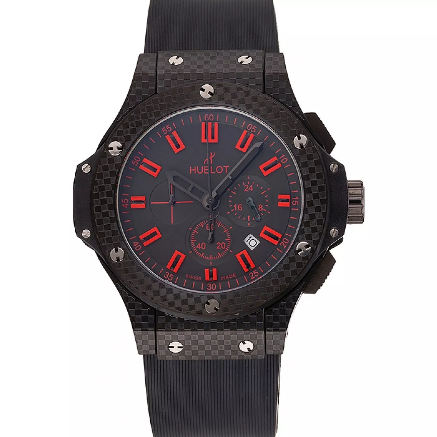 Hublot Big Bang Carbon Dial With Red Markings Carbon Case And Bezel Black Rubber Strap 622775 0123