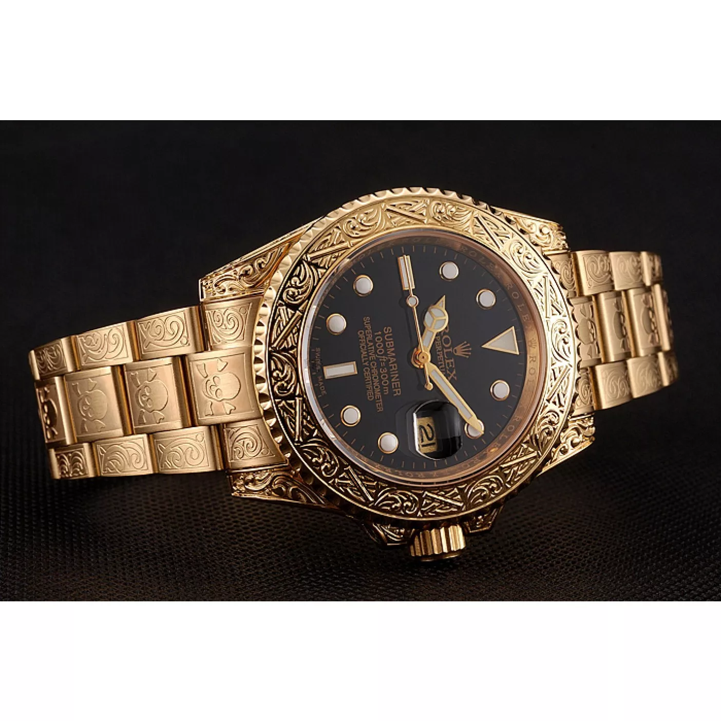 Rolex aaa copy Rolex Submariner Skull Limited Edition Black Dial Gold Case And Bracelet 1454071 0123