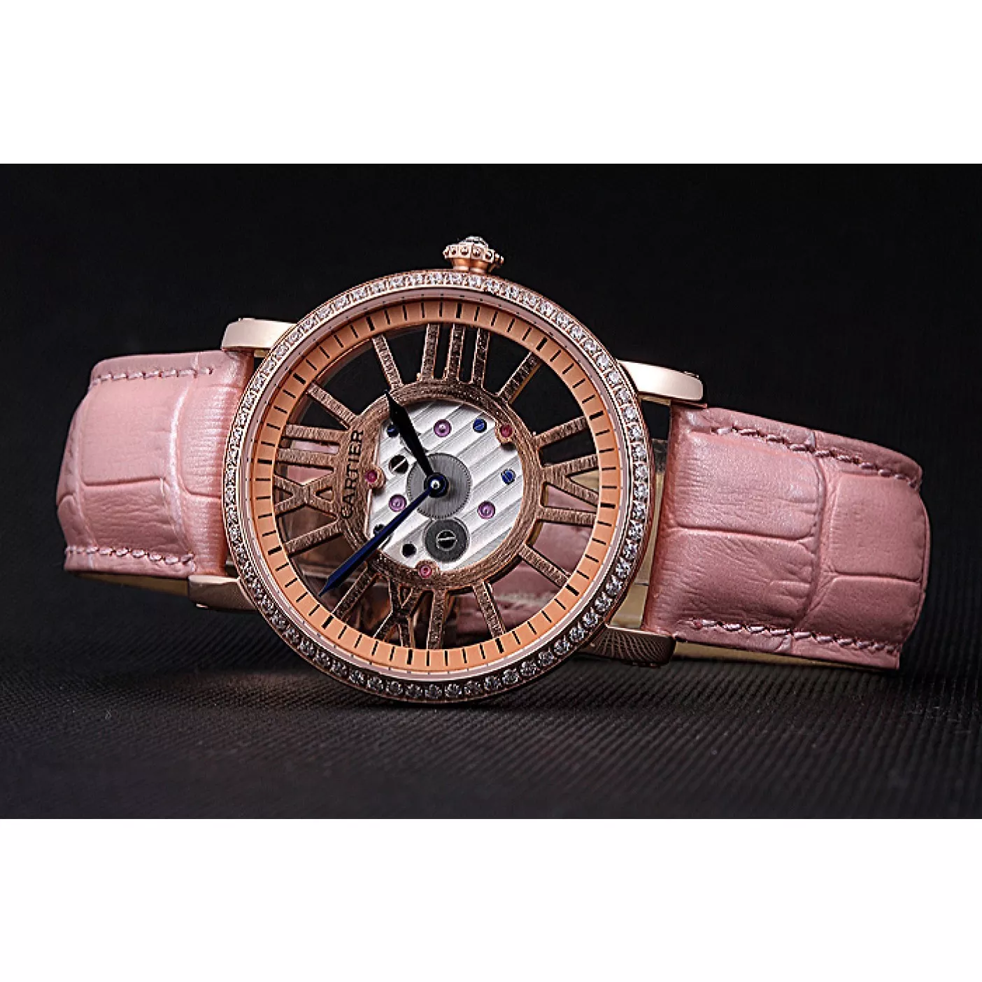 AAA replica watch Cartier Rotonde Skeleton Flying Tourbillon Light Pink 621960 0122