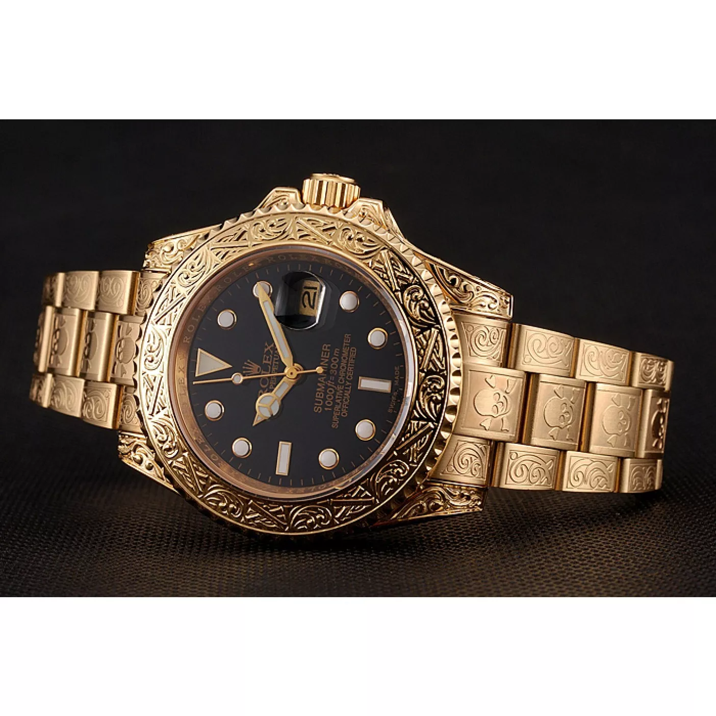 Rolex aaa copy Rolex Submariner Skull Limited Edition Black Dial Gold Case And Bracelet 1454071 0123