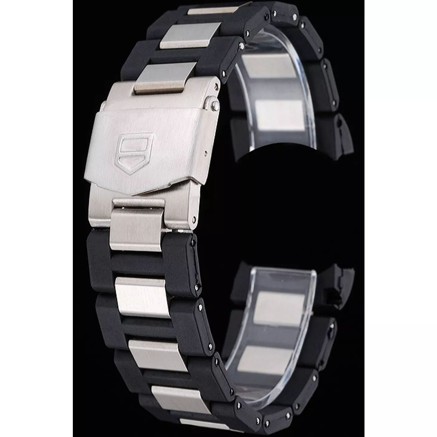 Rolex copies cheap Tag Heuer Plated Stainless Steel and Black Rubber Bracelet 622501 0124