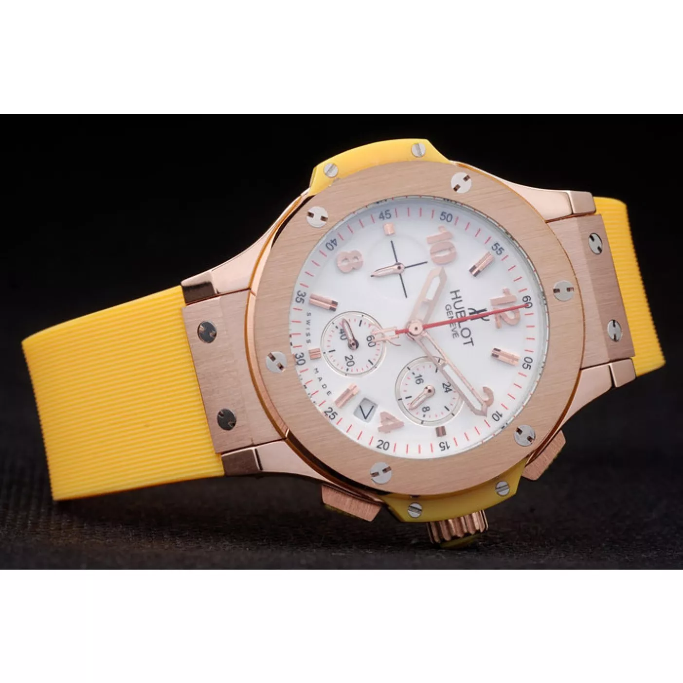 Rolex copies cheap Hublot Big Bang Yellow Strap White Dial Watch 98068 0127