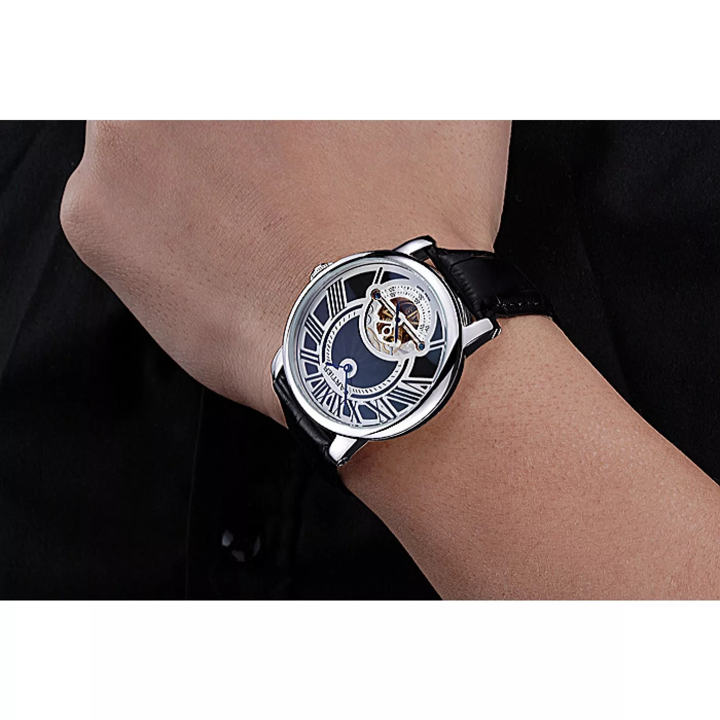 AAA replica watch Cartier Rotonde Flying Tourbillon Black Dial 621941 0122