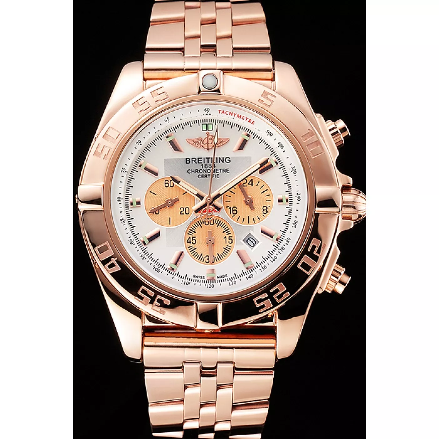 Rolex copies cheap Breitling Chronomat 44 White Dial Rose Gold Bracelet 622518 0128