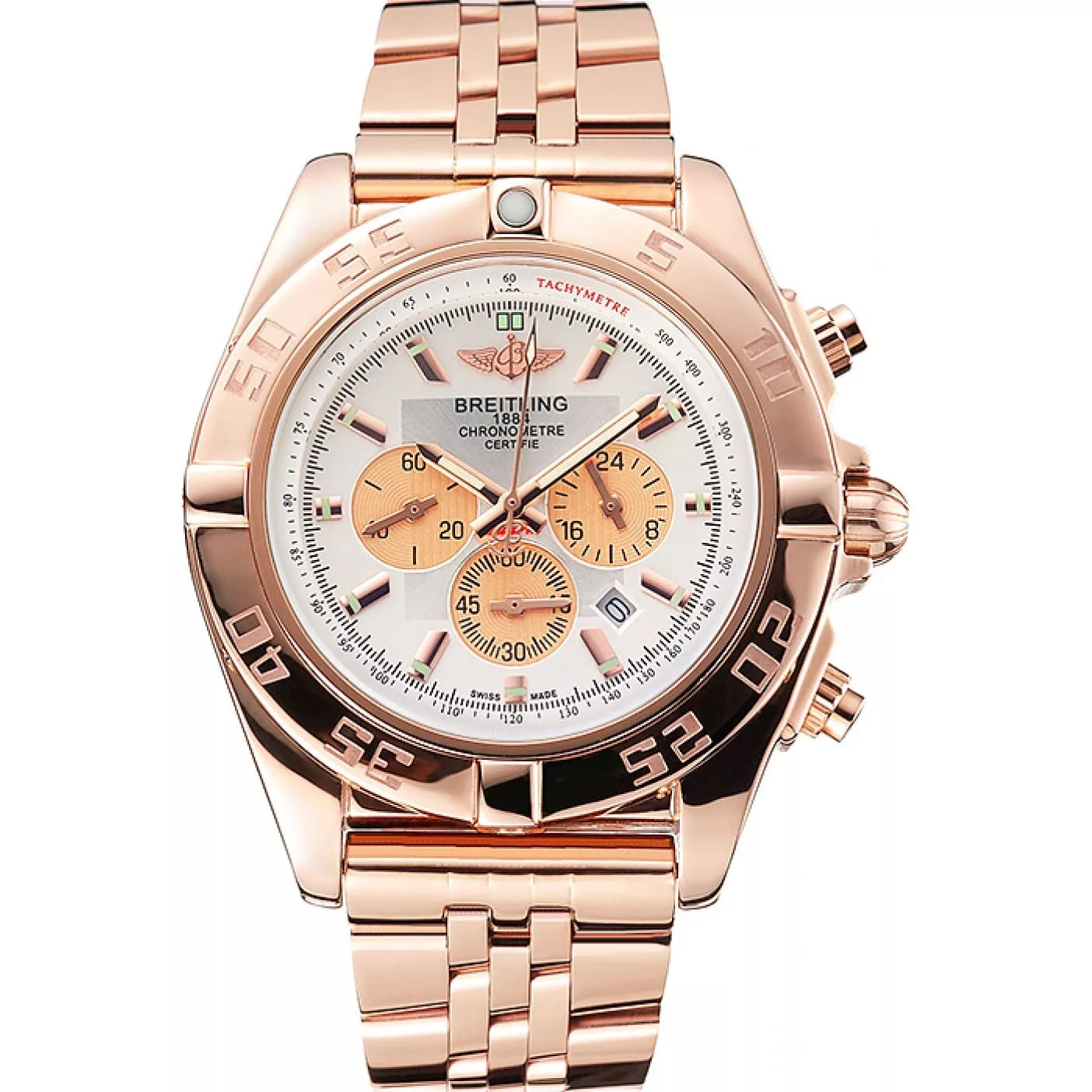 Rolex copies cheap Breitling Chronomat 44 White Dial Rose Gold Bracelet 622518 0128