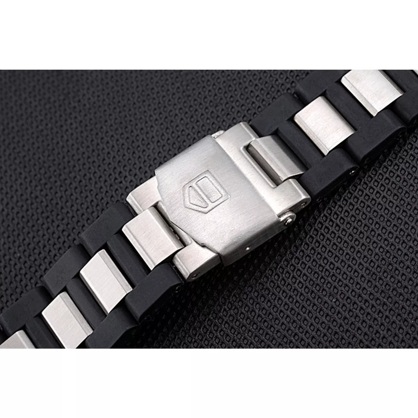 Rolex copies cheap Tag Heuer Plated Stainless Steel and Black Rubber Bracelet 622501 0124