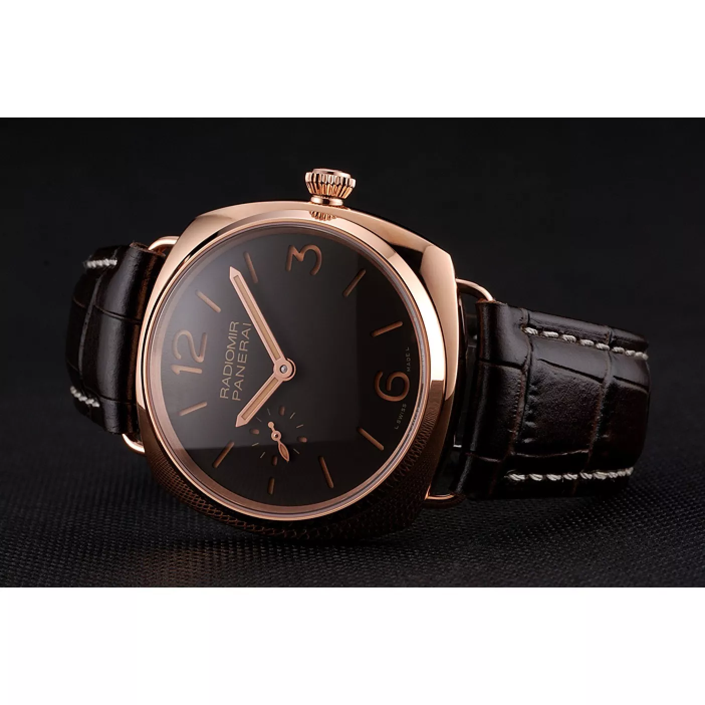 Rolex copies cheap Swiss Panerai Radiomir Oro Rosso Brown Dial Rose Gold Case Brown Leather Strap 0122