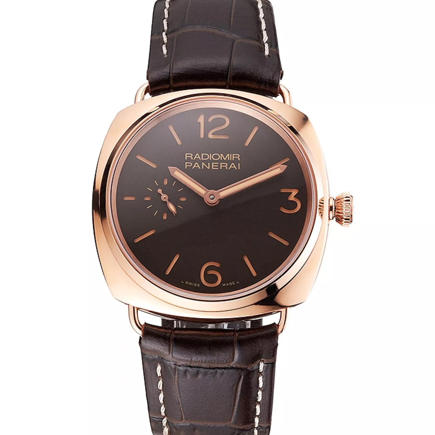 Swiss Panerai Radiomir Oro Rosso Brown Dial Rose Gold Case Brown Leather Strap 0122