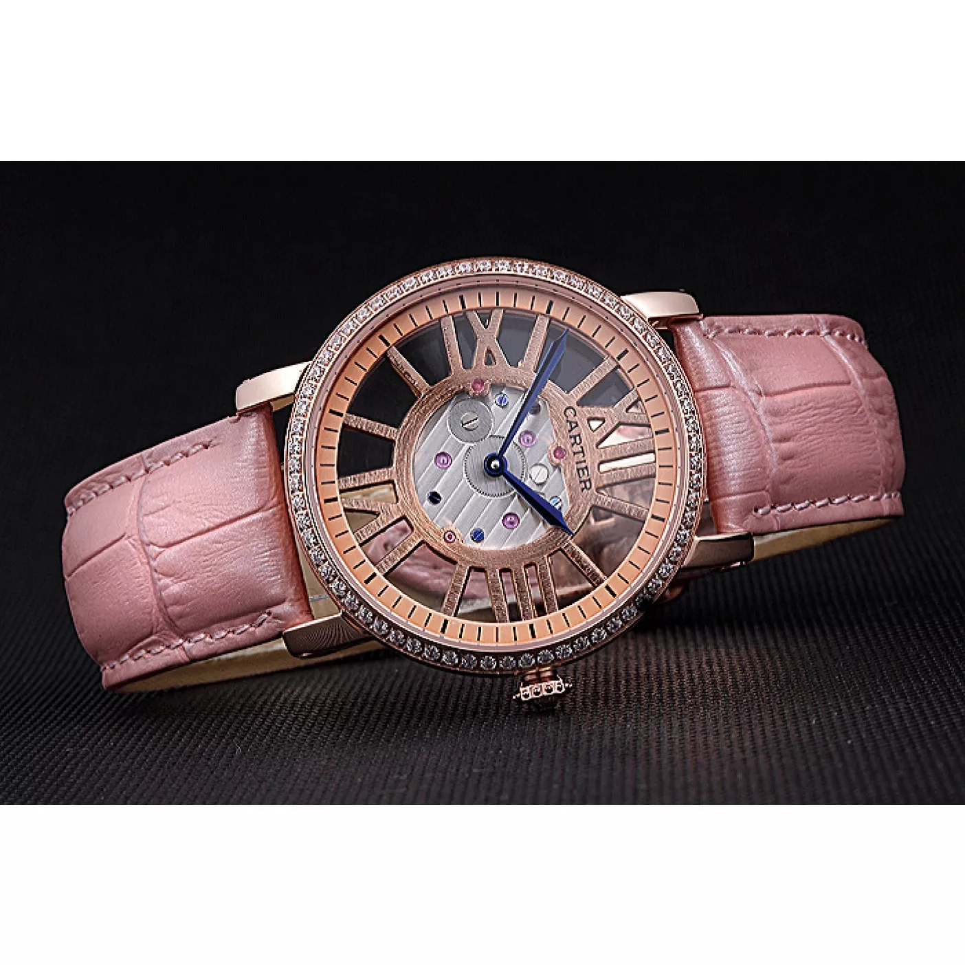 AAA replica watch Cartier Rotonde Skeleton Flying Tourbillon Light Pink 621960 0122