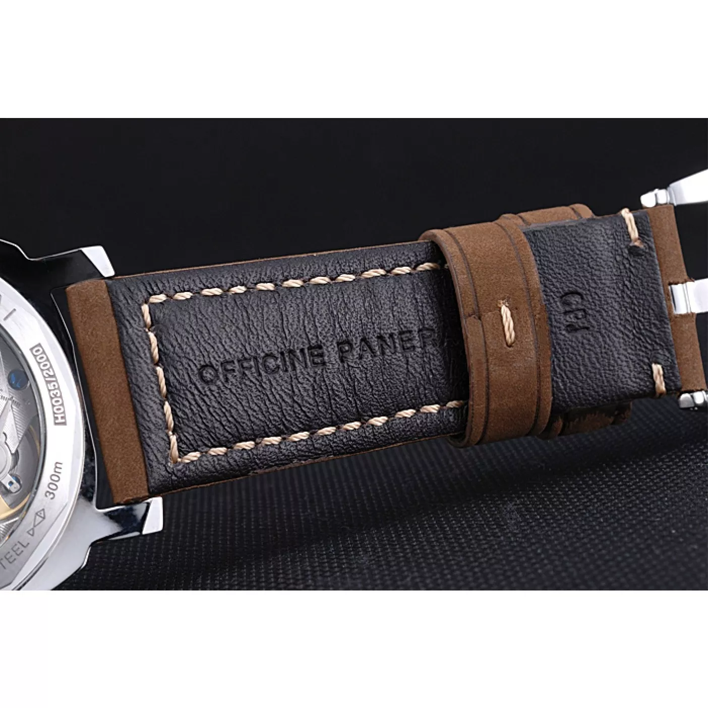 Rolex copies cheap Panerai Luminor Marina Stainless Steel Bezel Khaki Leather Bracelet 622311 0121