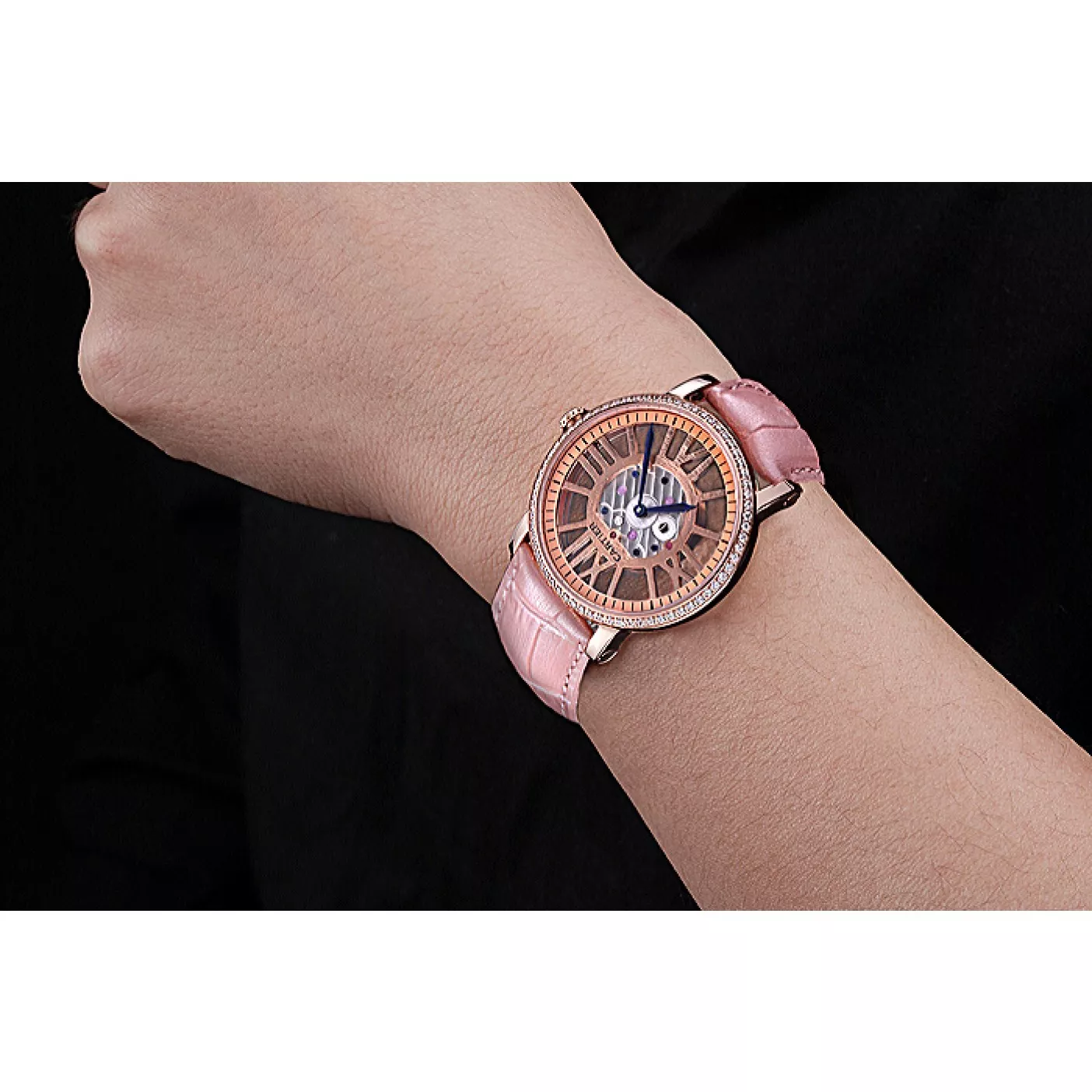 AAA replica watch Cartier Rotonde Skeleton Flying Tourbillon Light Pink 621960 0122