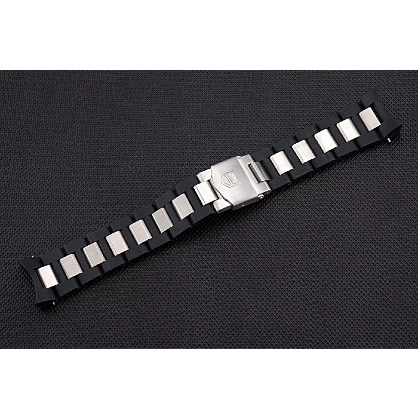 Rolex copies cheap Tag Heuer Plated Stainless Steel and Black Rubber Bracelet 622501 0124