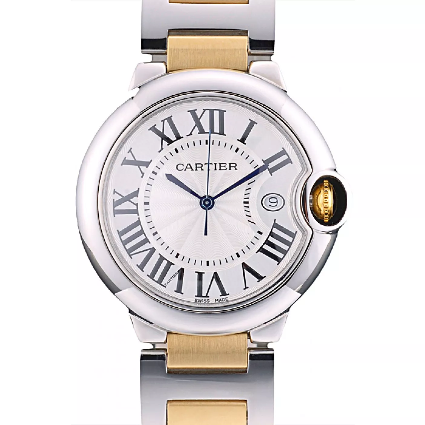 Cartier Ballon Bleu 38mm White Dial Stainless Steel Case Two Tone Gold Bracelet 0121