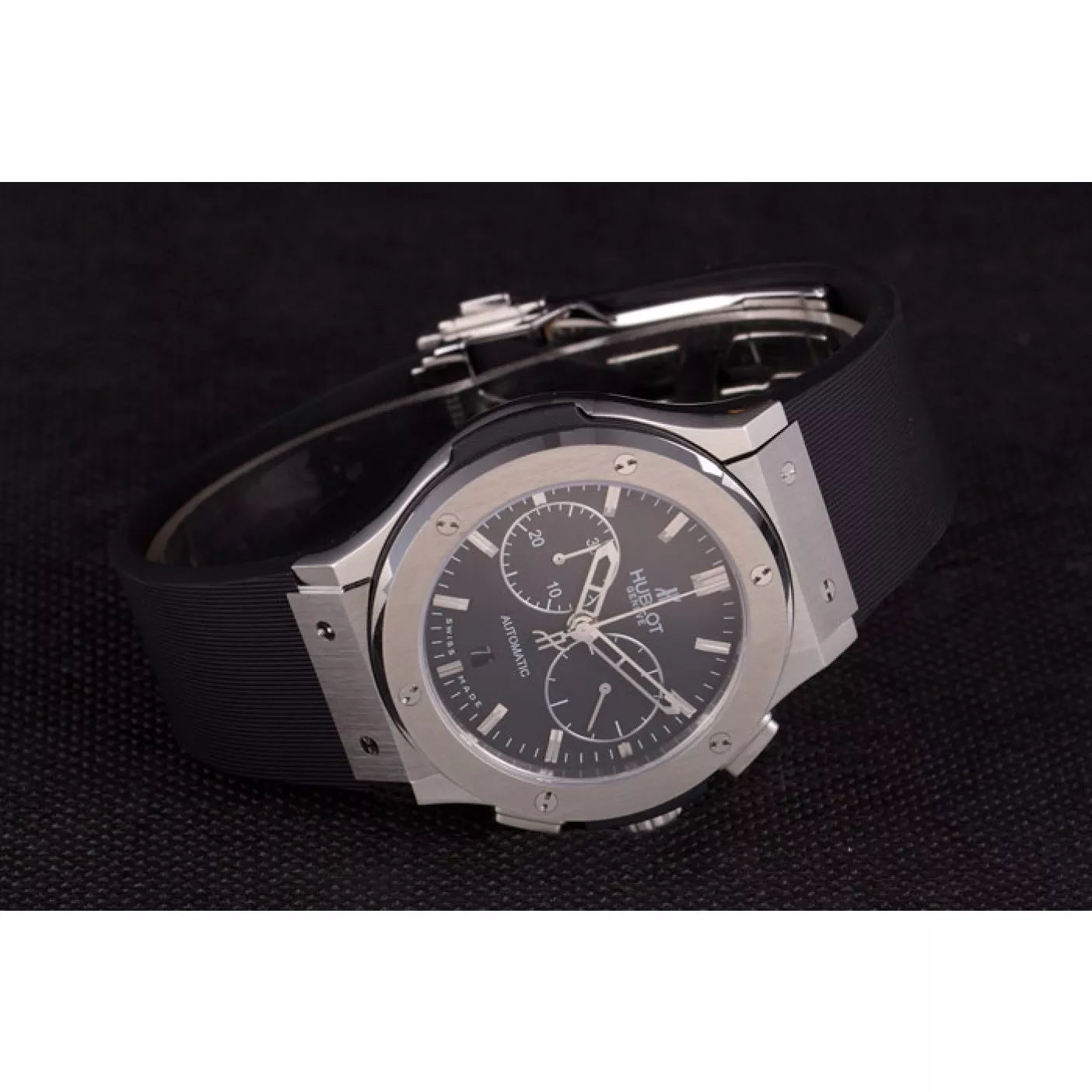 AAA replica watch Swiss Hublot Classic Fusion Black Dial Stainless Steel shb04 621397 0127