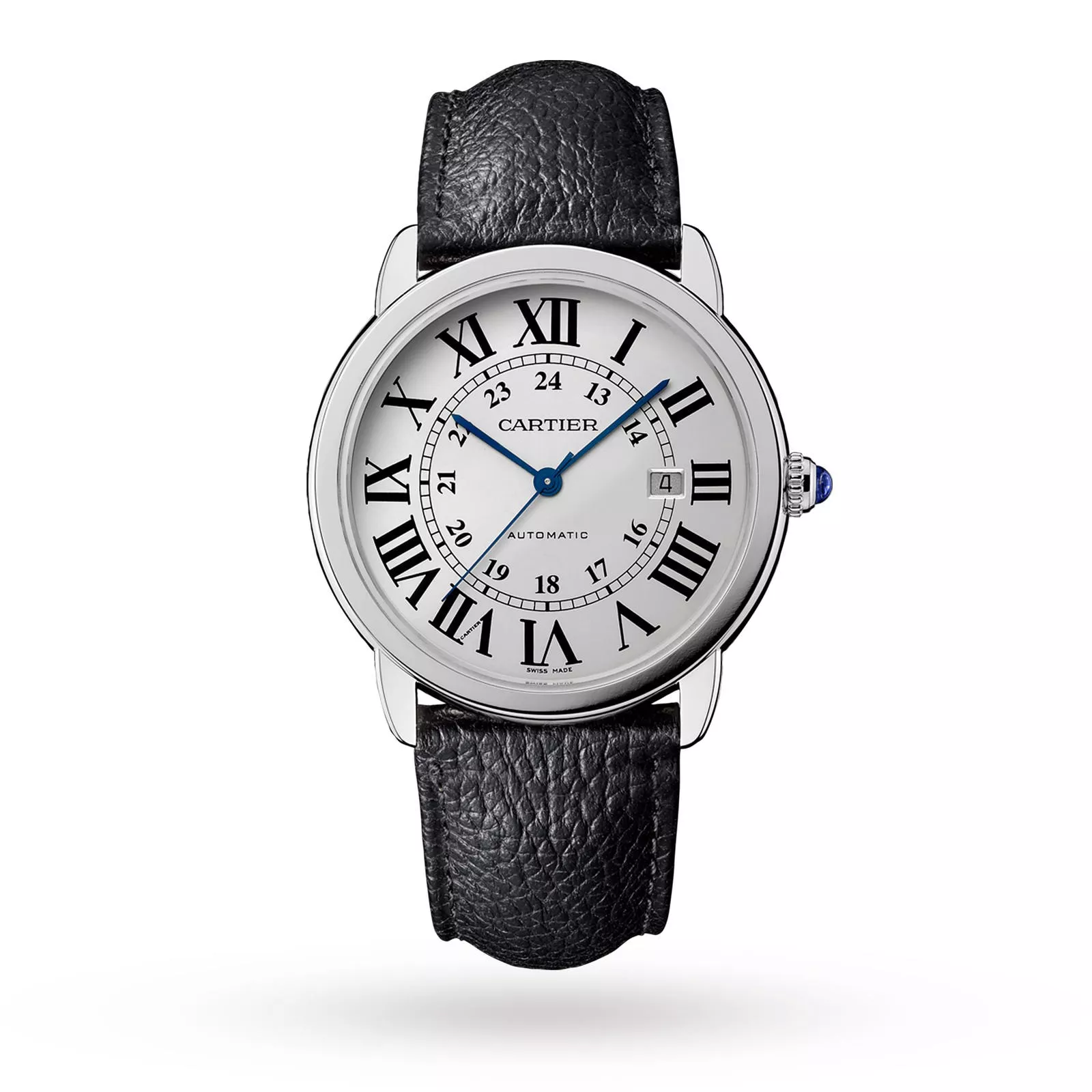 Swiss Ronde Solo de Cartier watch, 42mm, steel, leather 0121