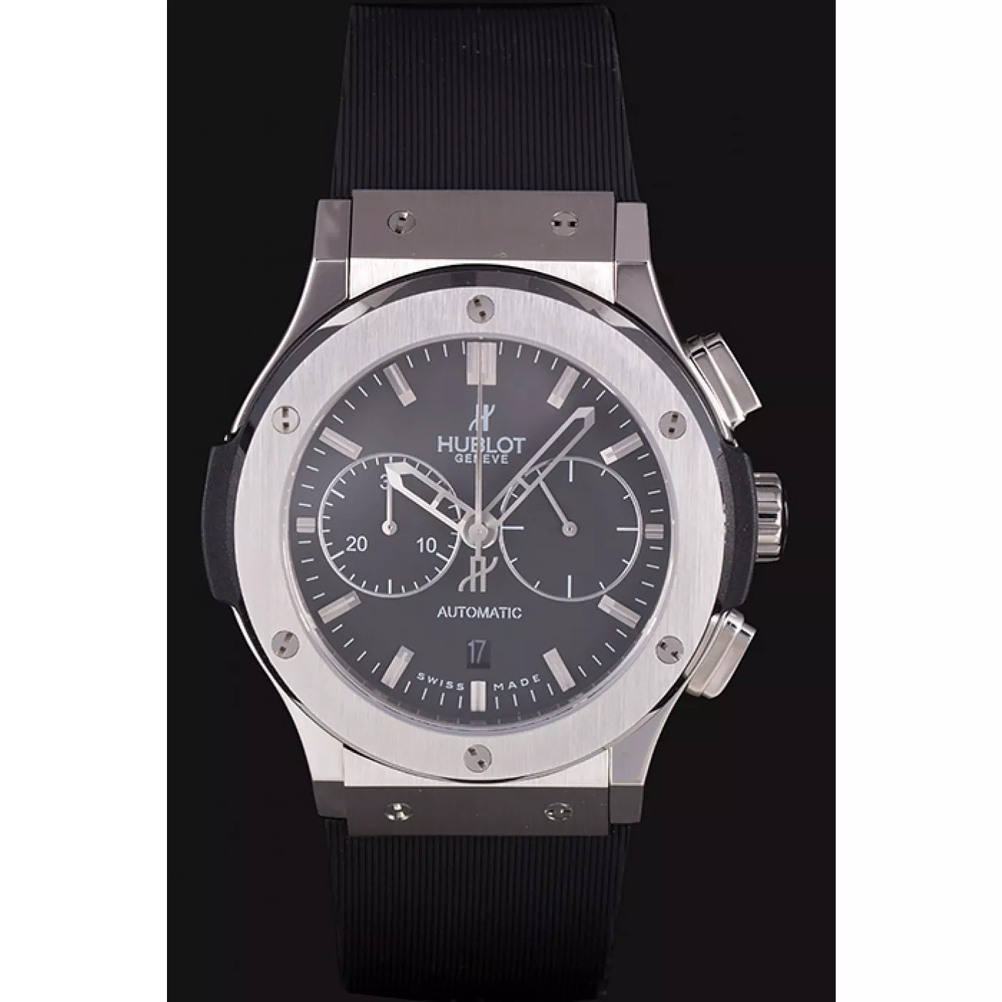 AAA replica watch Swiss Hublot Classic Fusion Black Dial Stainless Steel shb04 621397 0127