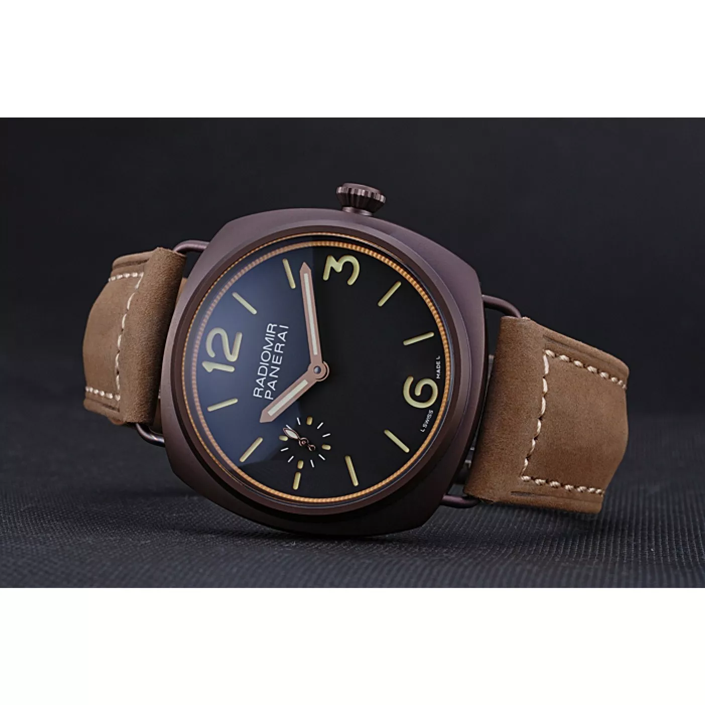 Good copy rolex watches Panerai Radiomir Brown Stainless Steel Bezel Brown Leather Bracelet 622324 0121