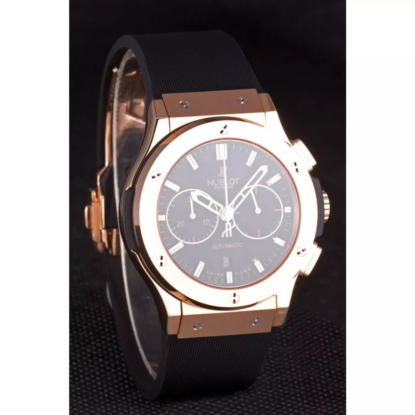 Good copy rolex watches Swiss Hublot Classic Fusion Black Dial Rose Gold shb08 621401 0117