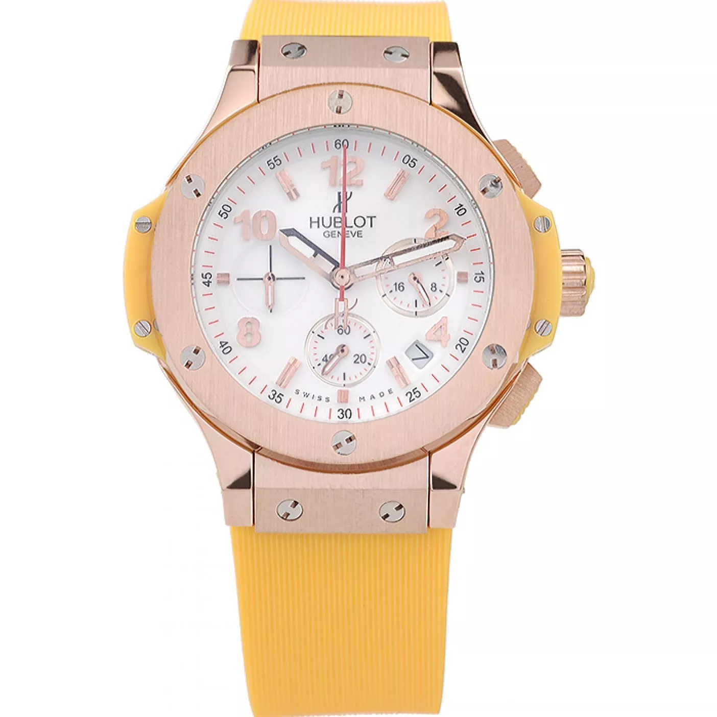 Rolex copies cheap Hublot Big Bang Yellow Strap White Dial Watch 98068 0127