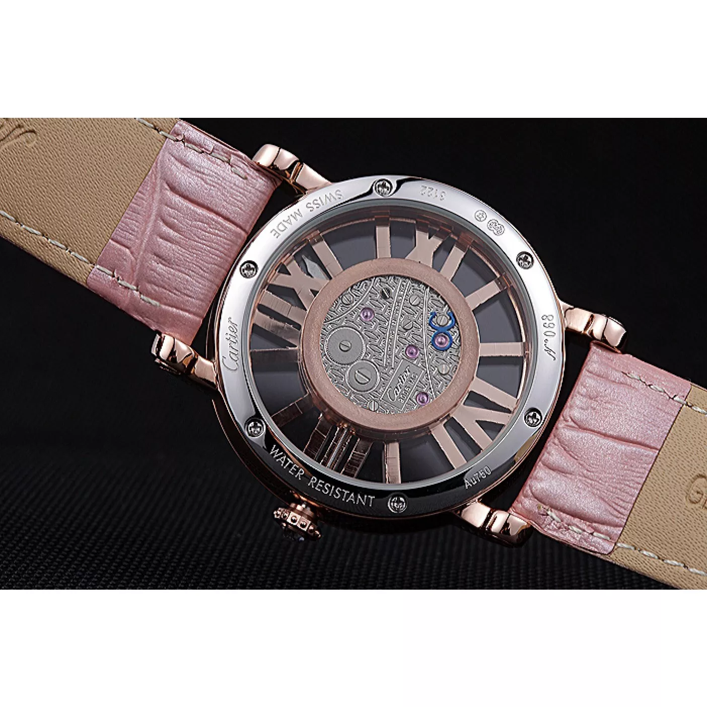 AAA replica watch Cartier Rotonde Skeleton Flying Tourbillon Light Pink 621960 0122