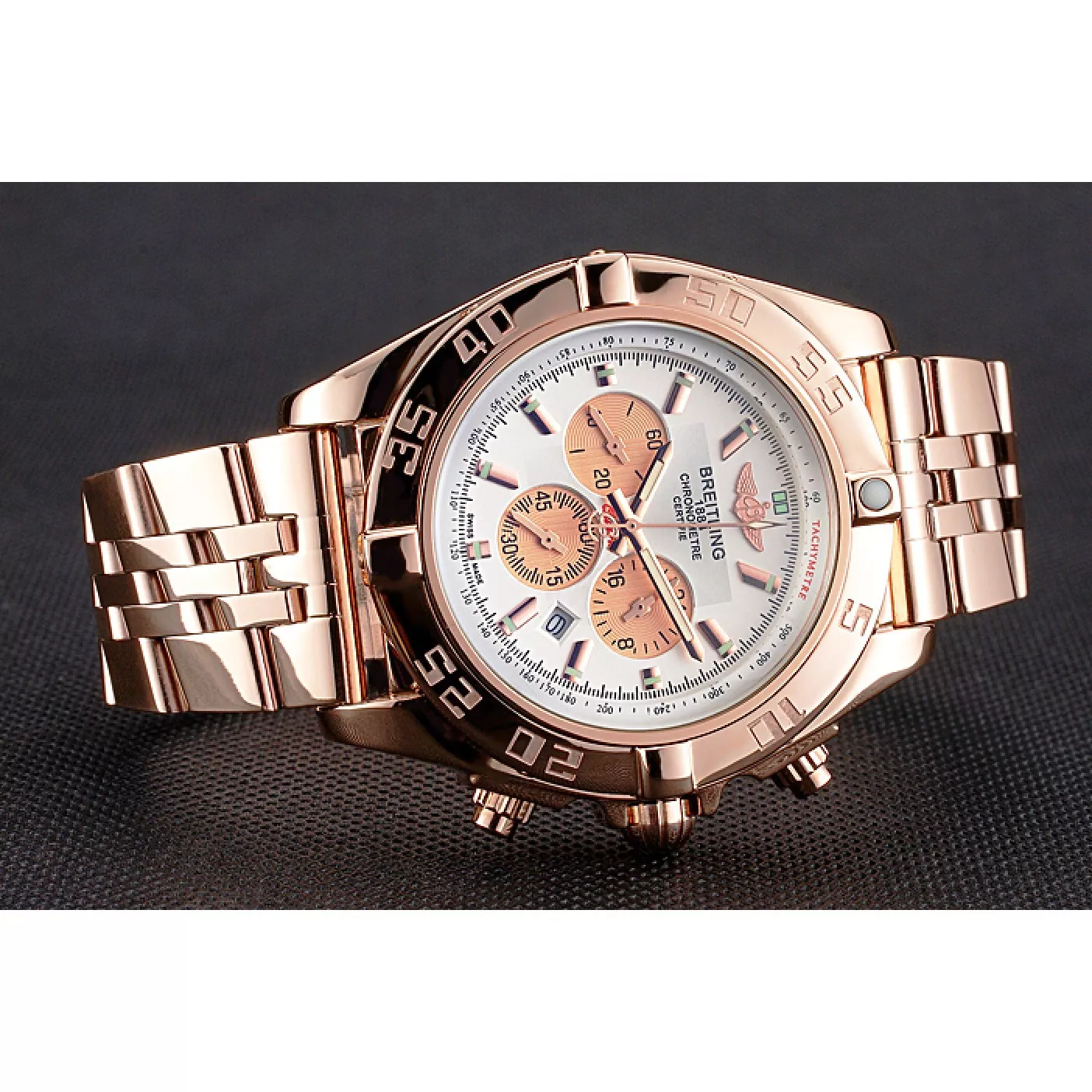 Rolex copies cheap Breitling Chronomat 44 White Dial Rose Gold Bracelet 622518 0128