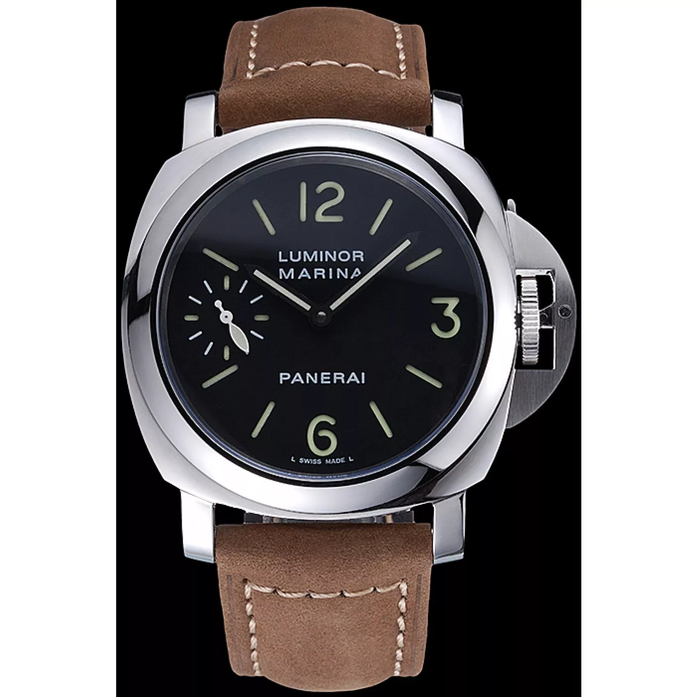 Panerai Luminor Marina Stainless Steel Bezel Khaki Leather Bracelet 622311 0121