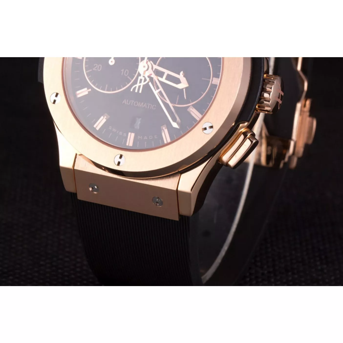 Good copy rolex watches Swiss Hublot Classic Fusion Black Dial Rose Gold shb08 621401 0117