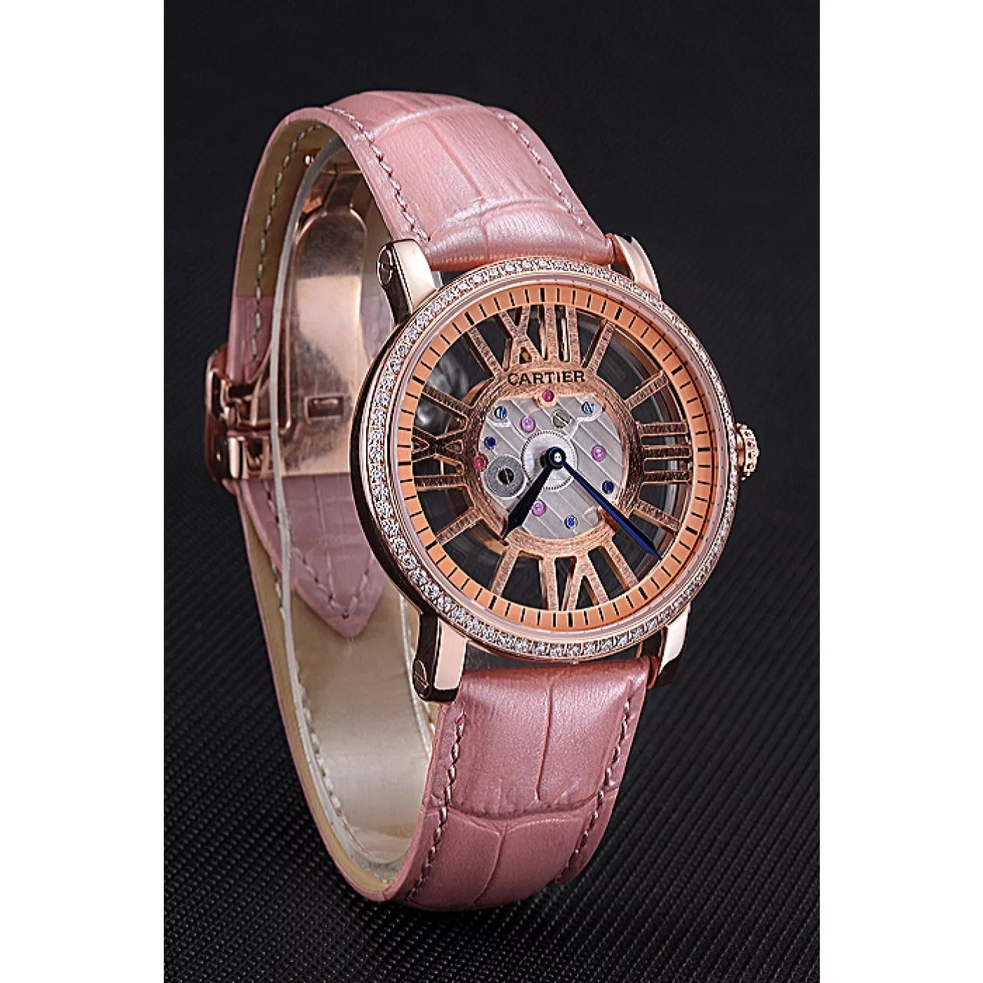 AAA replica watch Cartier Rotonde Skeleton Flying Tourbillon Light Pink 621960 0122