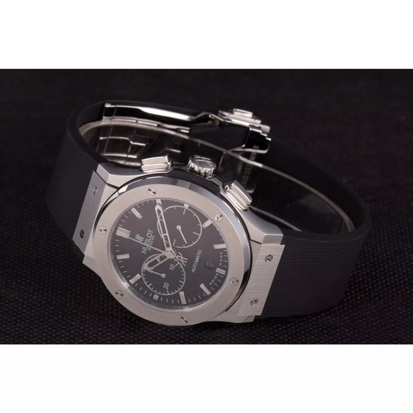 AAA replica watch Swiss Hublot Classic Fusion Black Dial Stainless Steel shb04 621397 0127