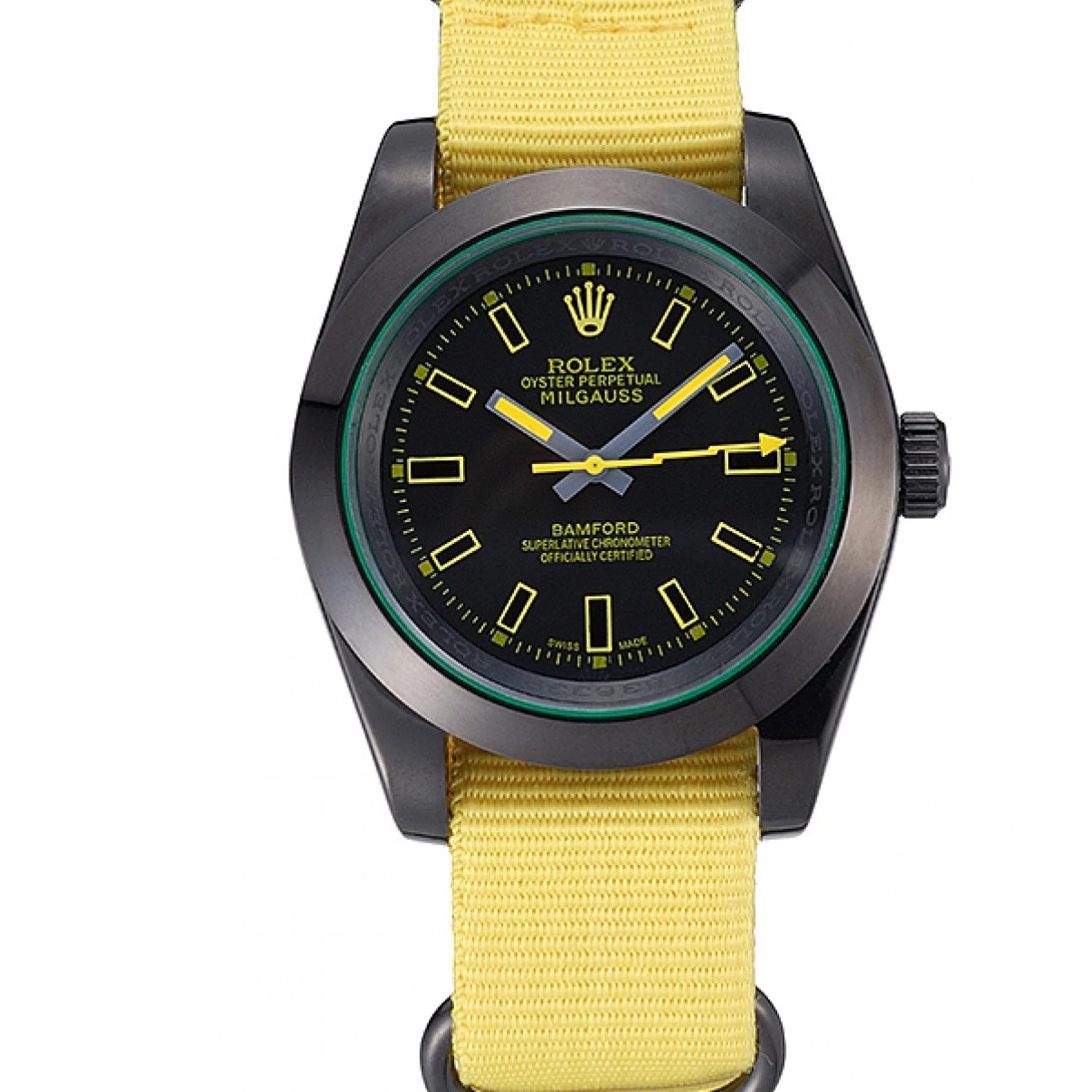 AAA replica watch Rolex Strap Bamford 621999 Nylon Yellow Milgauss 0209