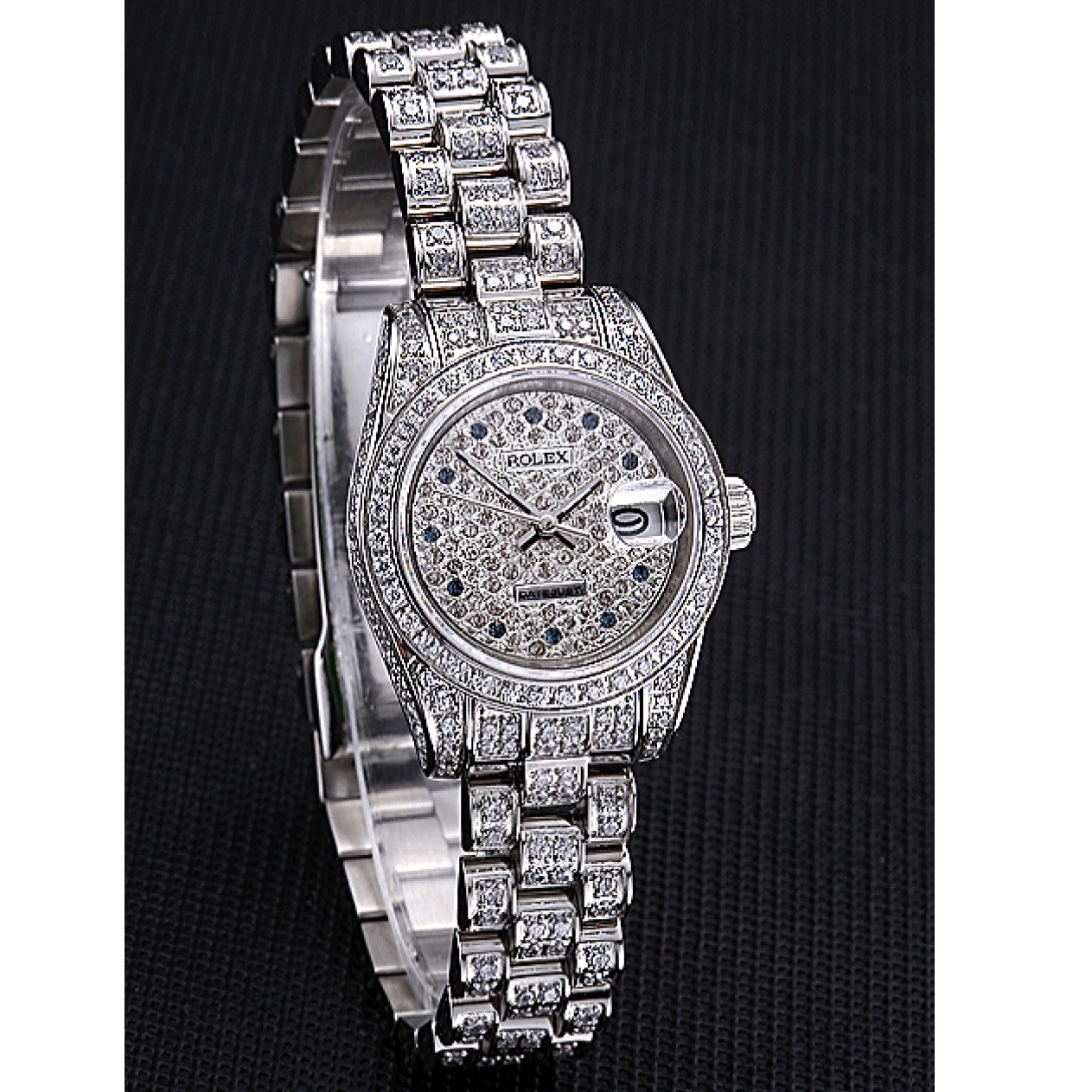 AAA replica watch 622022 Steel DateJust Stainless Swiss Rolex Diamond Dial 0218