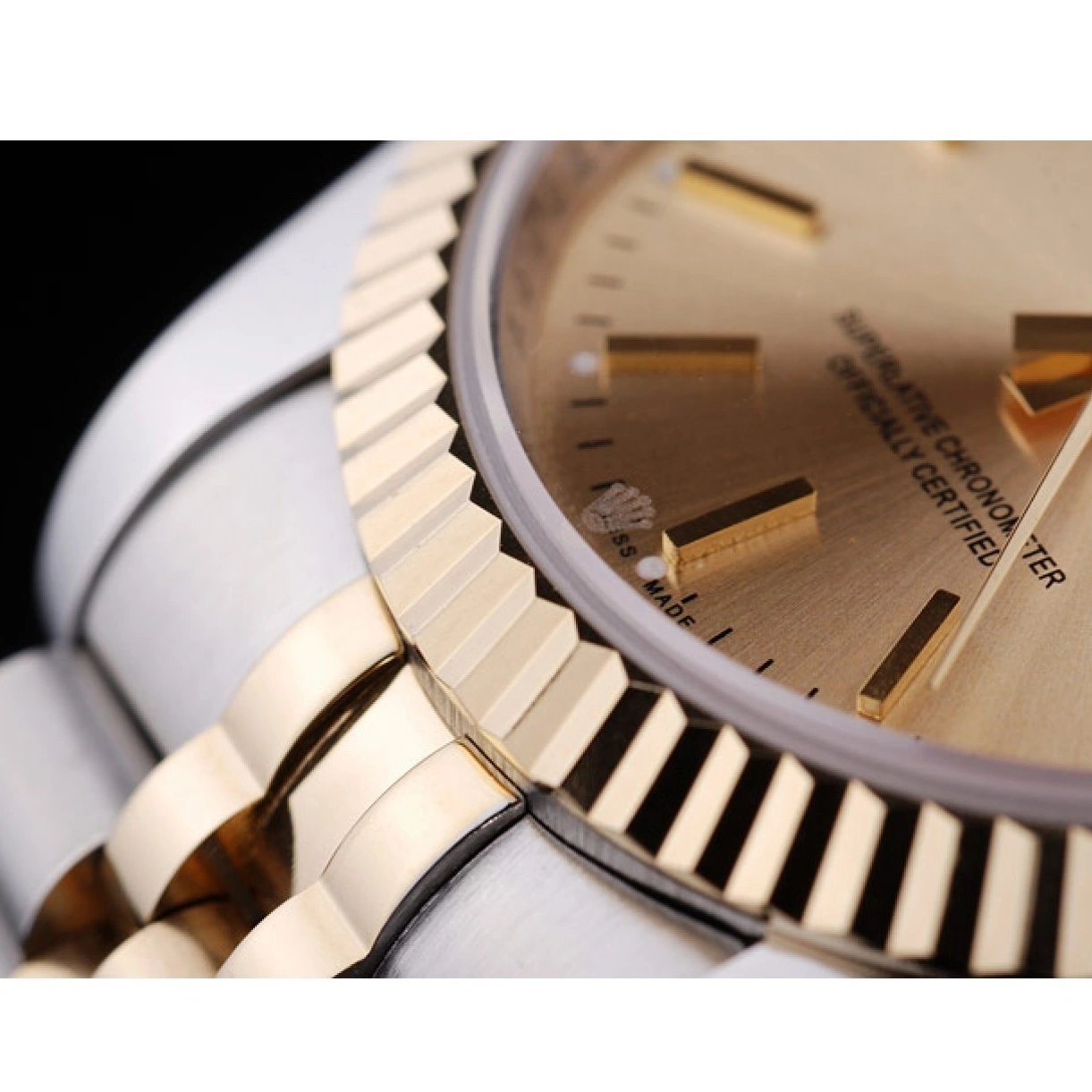 Rolex aaa copy Dial Bezel 7450 Ribbed Datejust Gold Rolex 0218