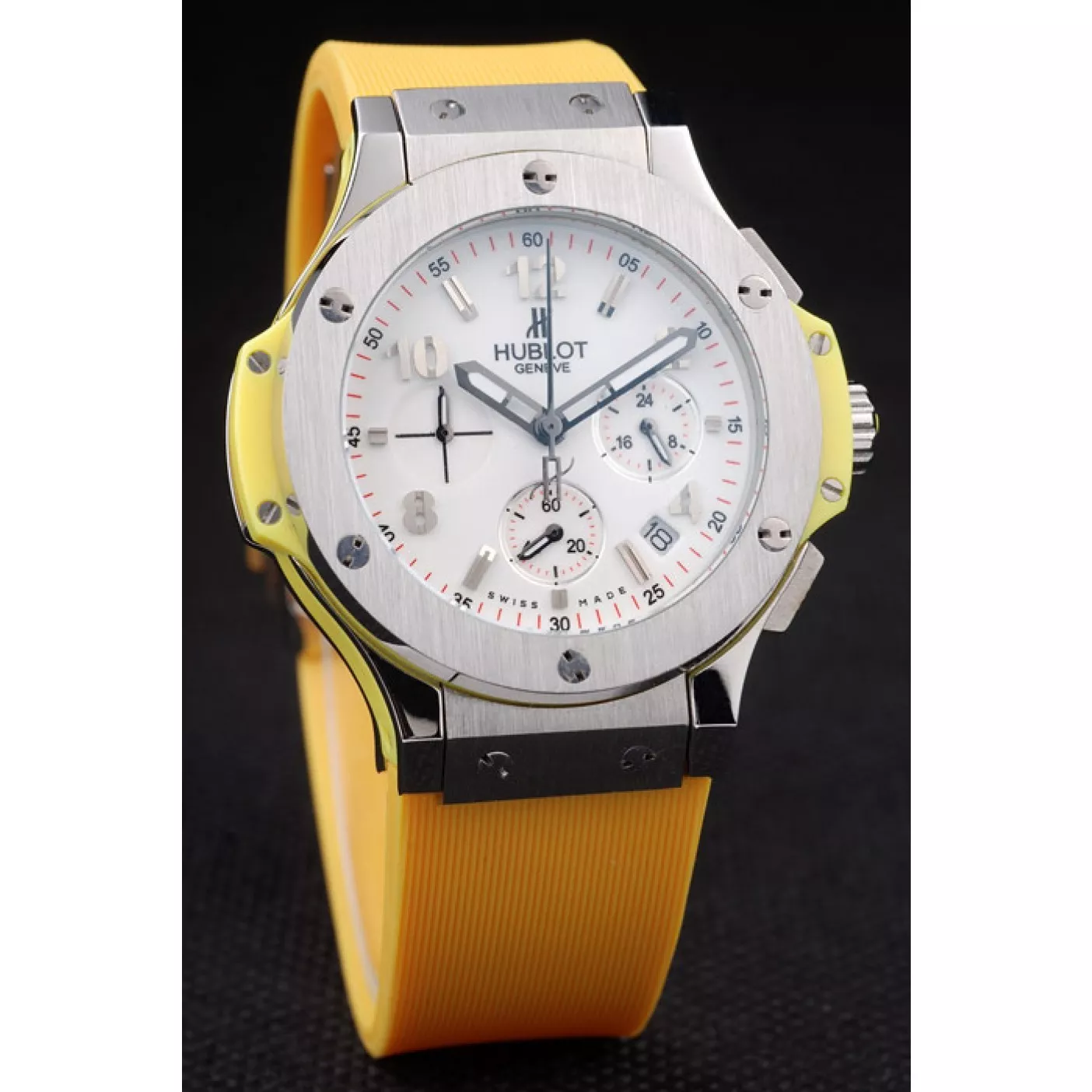 Good copy rolex watches Hublot Big Bang Yellow Strap White Dial Watch 98071 0205