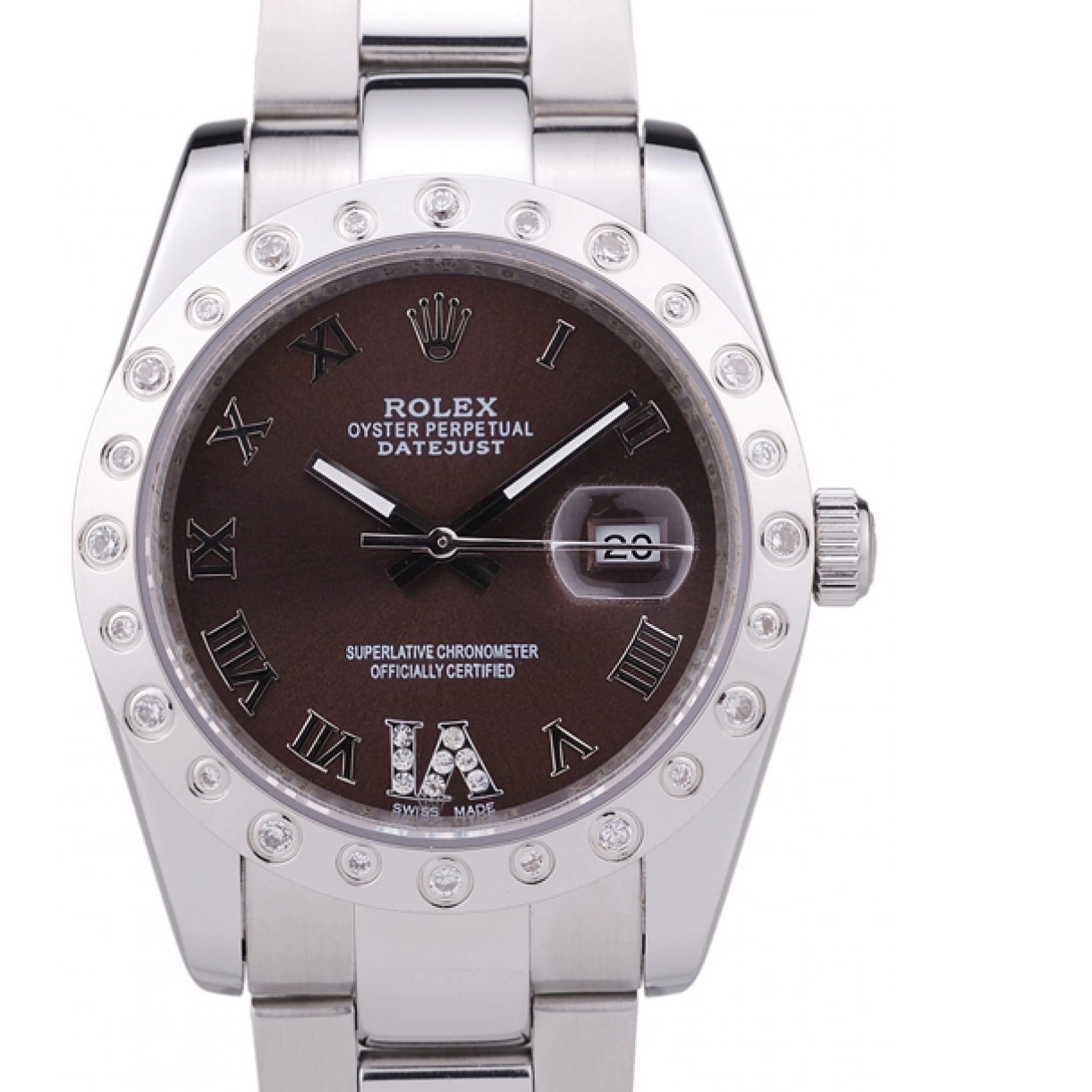 AAA replica watch Brown Bezel Rolex Datejust 7466 Dial Diamond 0218