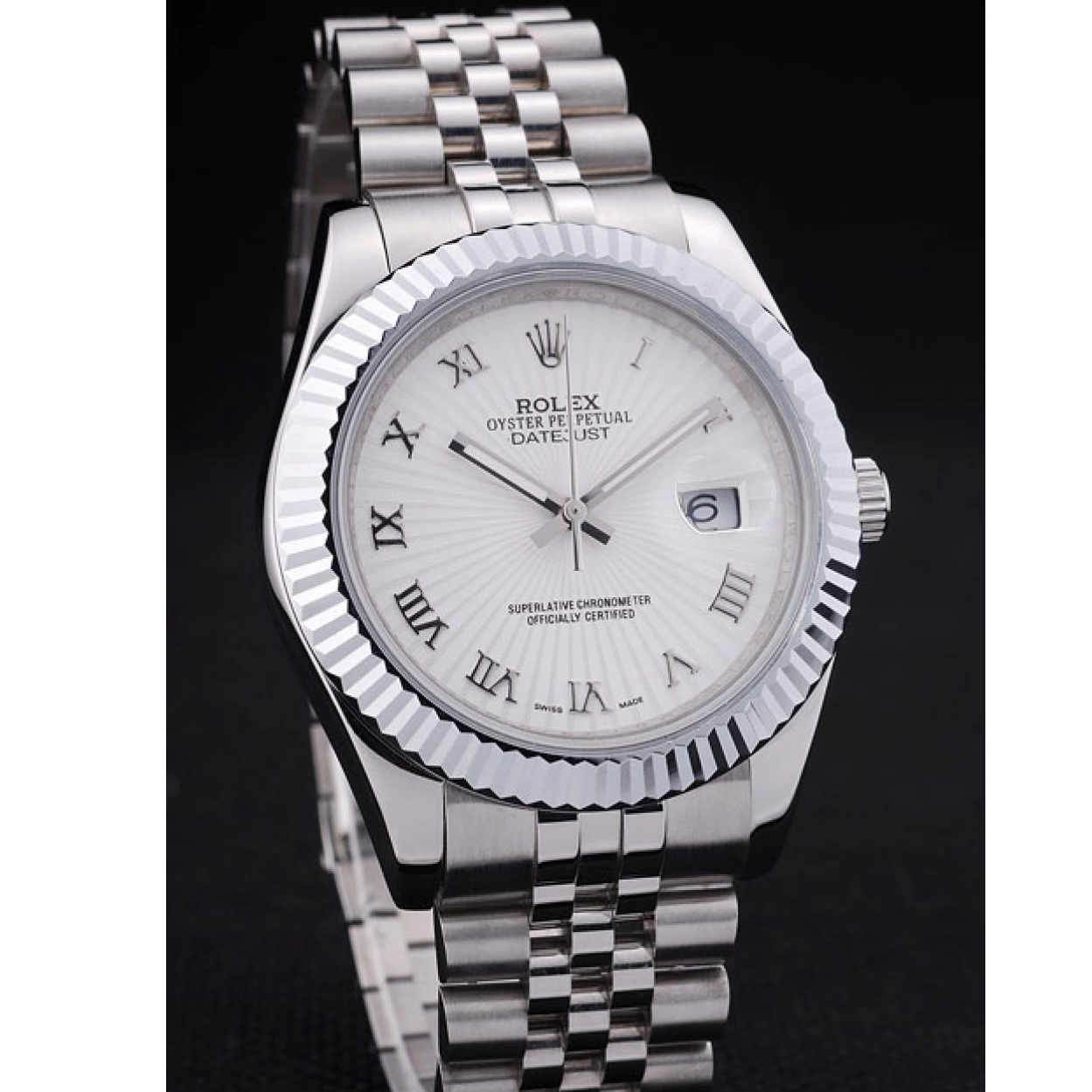 Good copy rolex watches Ribbed Datejust 7478 Radial Rolex White Bezel Dial 0208