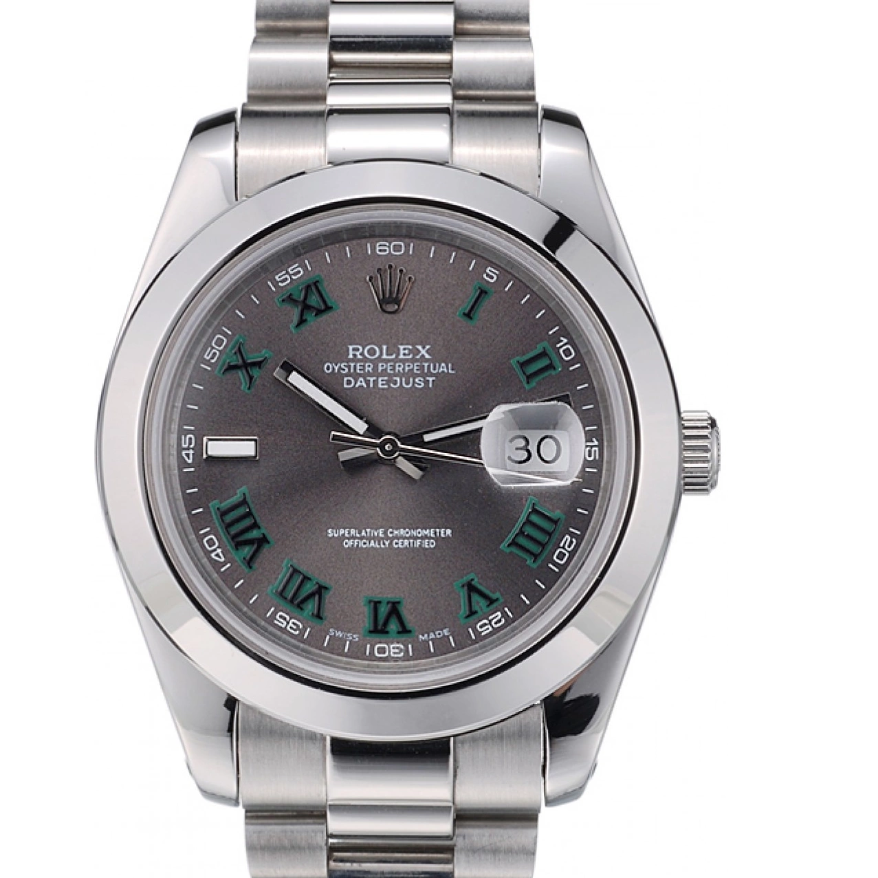 AAA replica watch Dial 41982 Rolex DateJust Stainless Steel Grey Strap 0216