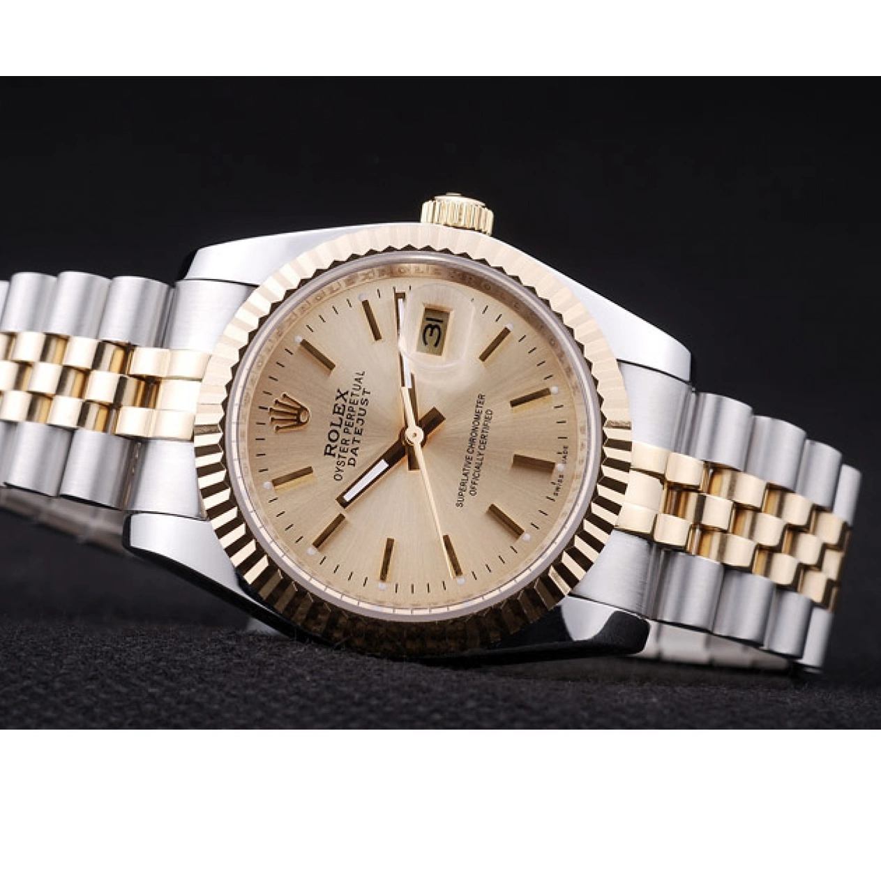 Rolex aaa copy Dial Bezel 7450 Ribbed Datejust Gold Rolex 0218