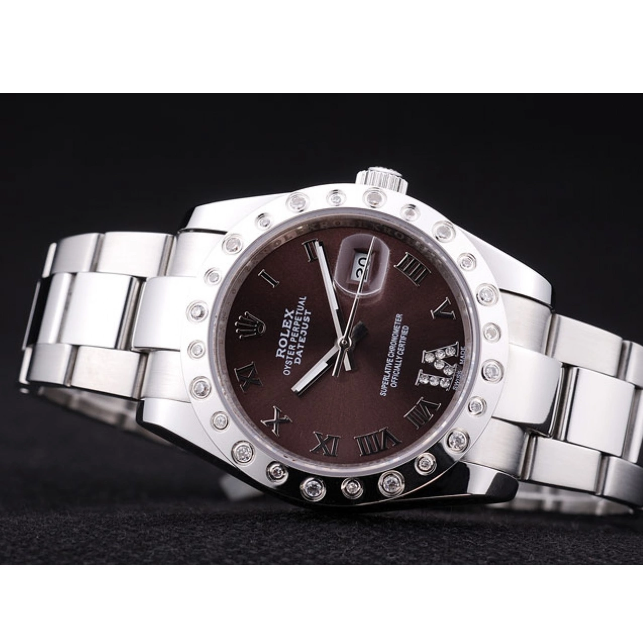 AAA replica watch Brown Bezel Rolex Datejust 7466 Dial Diamond 0218