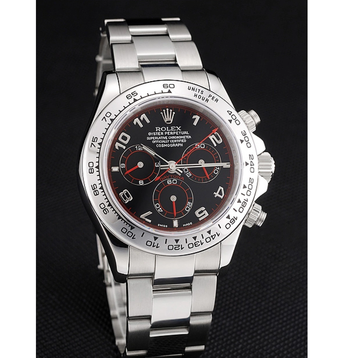 AAA replica watch Black Daytona Rolex Dial Stainless 80296 Swiss Bracelet Steel 0222