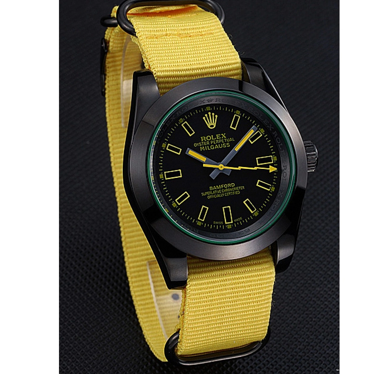 Good copy rolex watches 621999 Bamford Strap Milgauss Nylon Yellow Rolex 0222