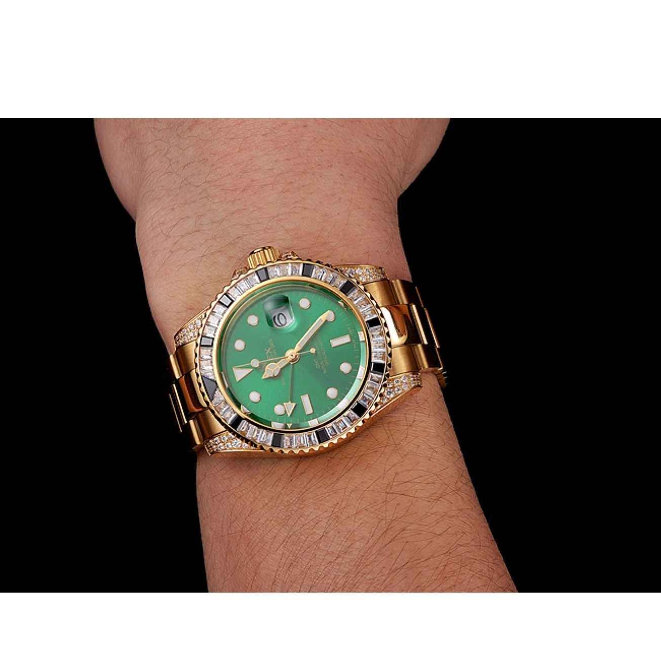 Good copy rolex watches Dial And II Gold Bracelet Bezel Green 1453748 Set Rolex Case Master Stone GMT Swiss 0224