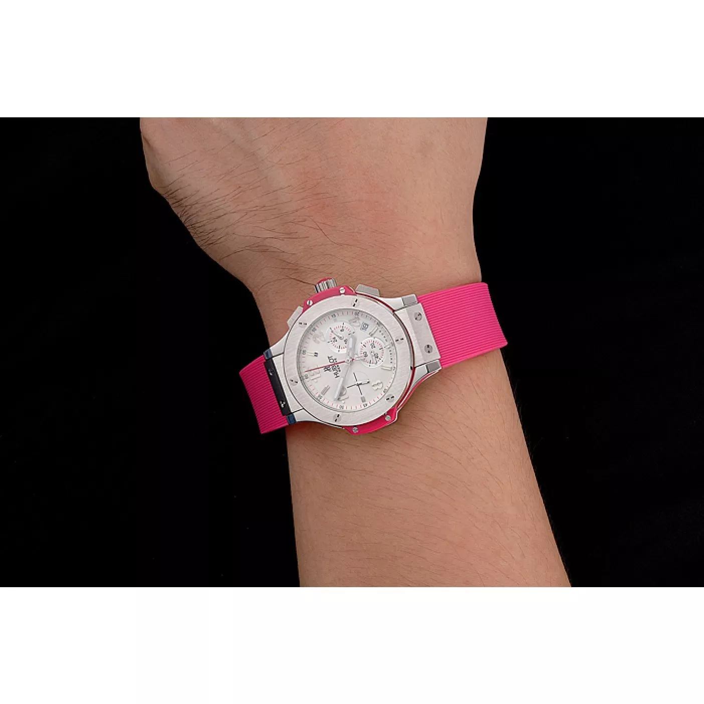 Good copy rolex watches Hublot Big Bang Pink Strap White Dial Watch 0202