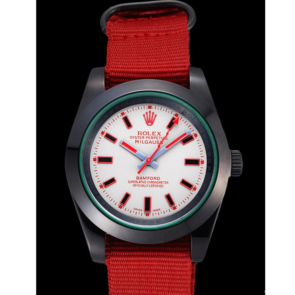 Rolex aaa copy Bamford 622002 Nylon Red Milgauss Rolex Strap 0220