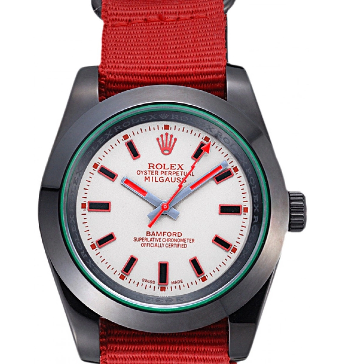 Rolex aaa copy Bamford 622002 Nylon Red Milgauss Rolex Strap 0220